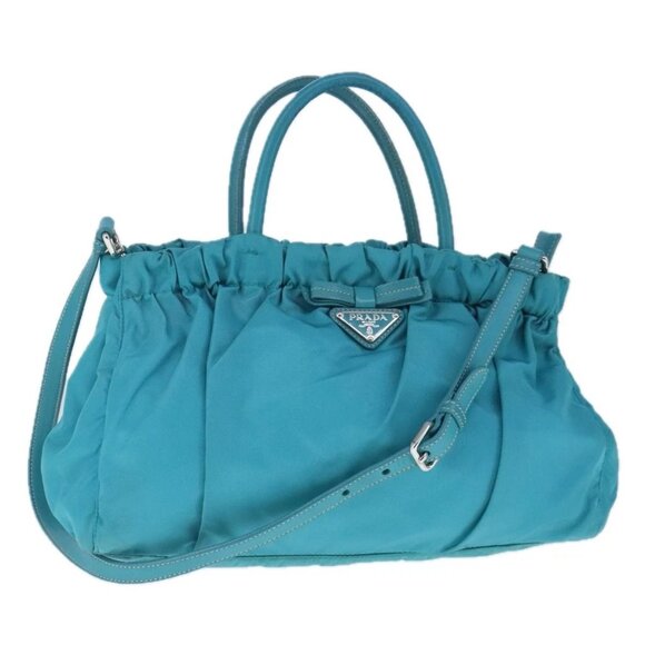 PRADA Hand Bag Nylon 2way Blue Auth 99765 - Picture 1 of 15